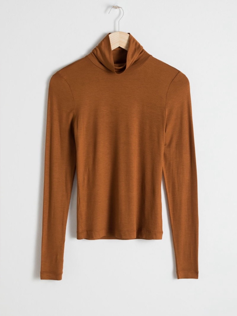 NWT. & Other Stories. Fitted Stretch Turtleneck.  Brown. Size 0.